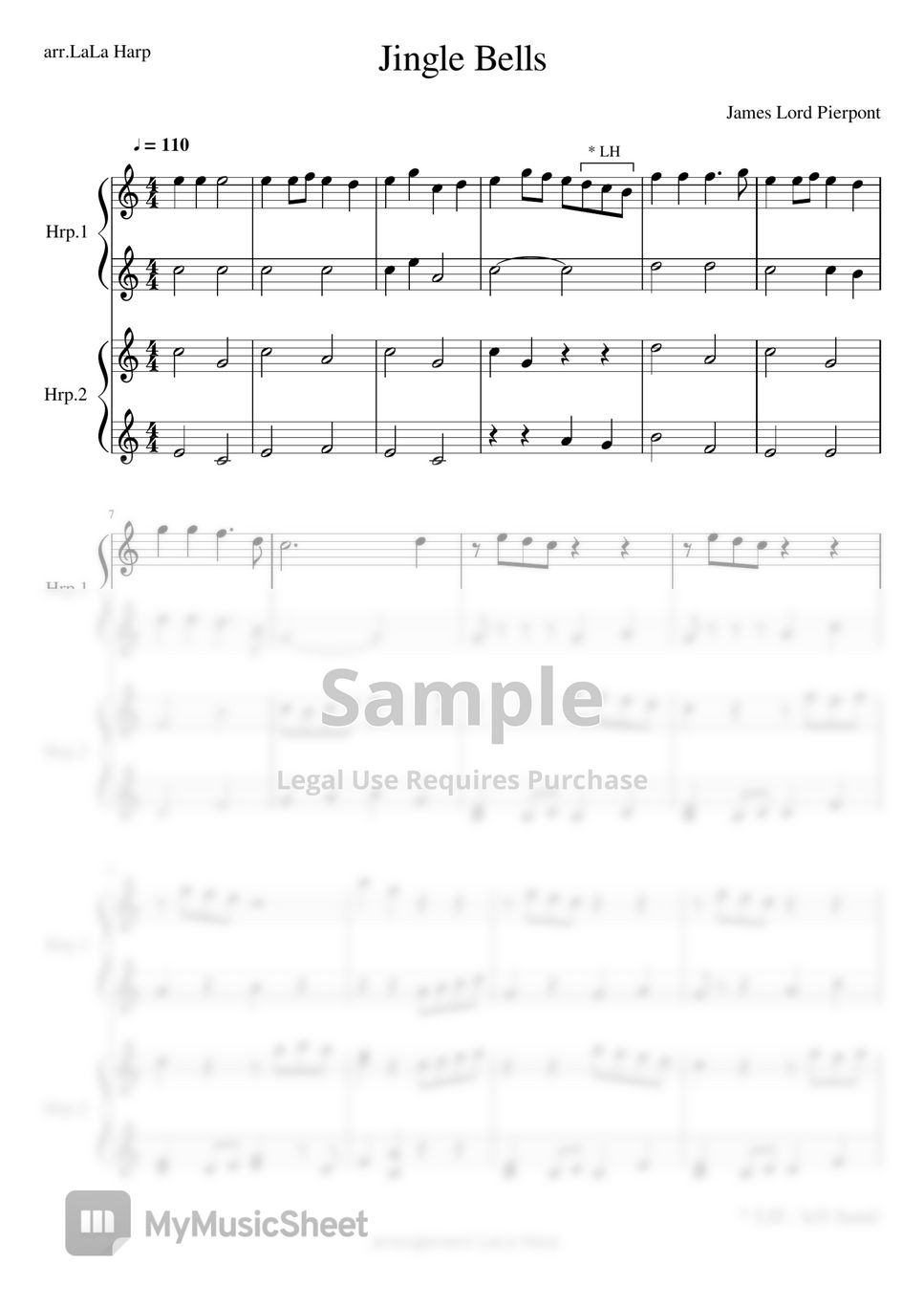 James lord pierpont jingle bells harp duet hoja by lala harp