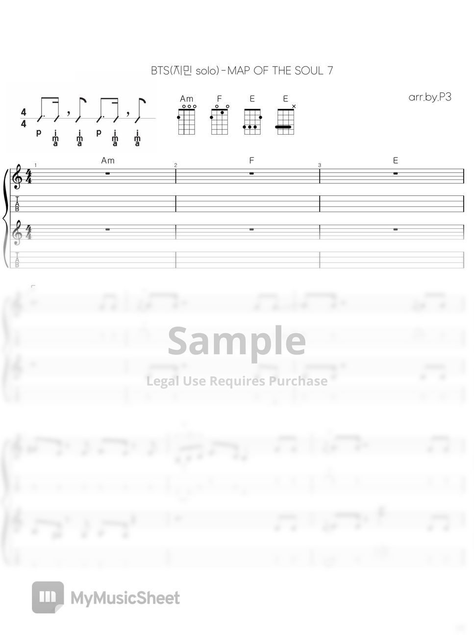 BTS Filter (ukulele trio) 악보 by P3