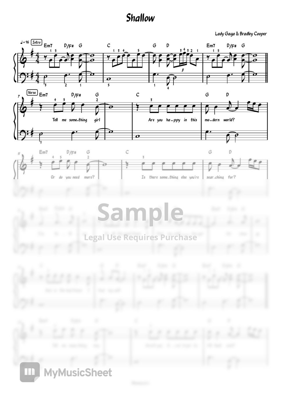Lady Gaga - Shallow (Piano) by Meowscore