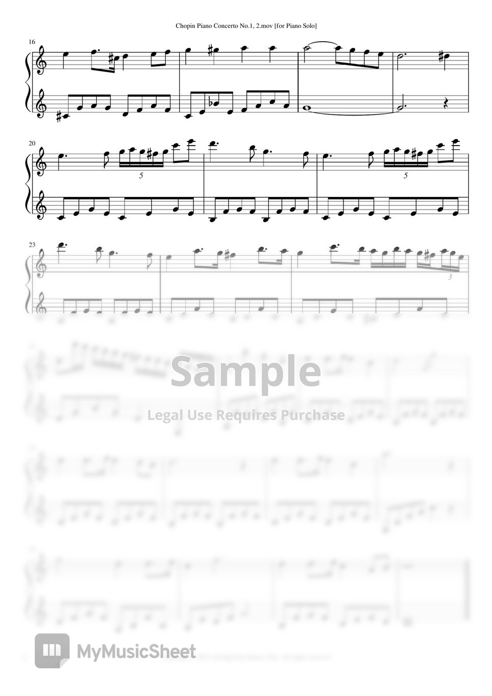 F.Chopin - Piano Concerto No.1 피아노협주곡 1번 2악장 테마 (쉬운 피아노 솔로)