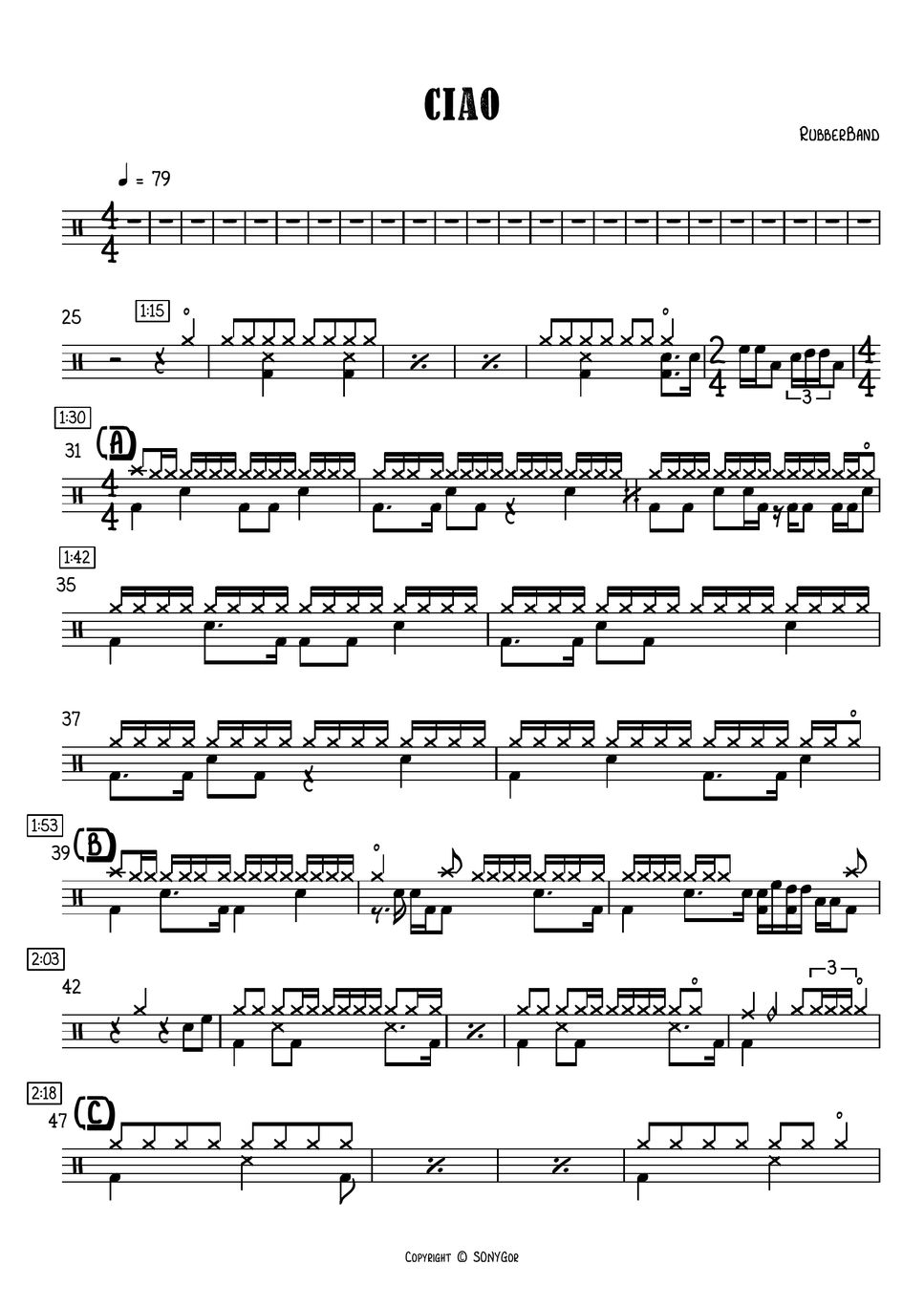 Rubber Band 1071 【 Ciao Rubber Band 】 ((★★★☆☆)) Sheet by SONYGor