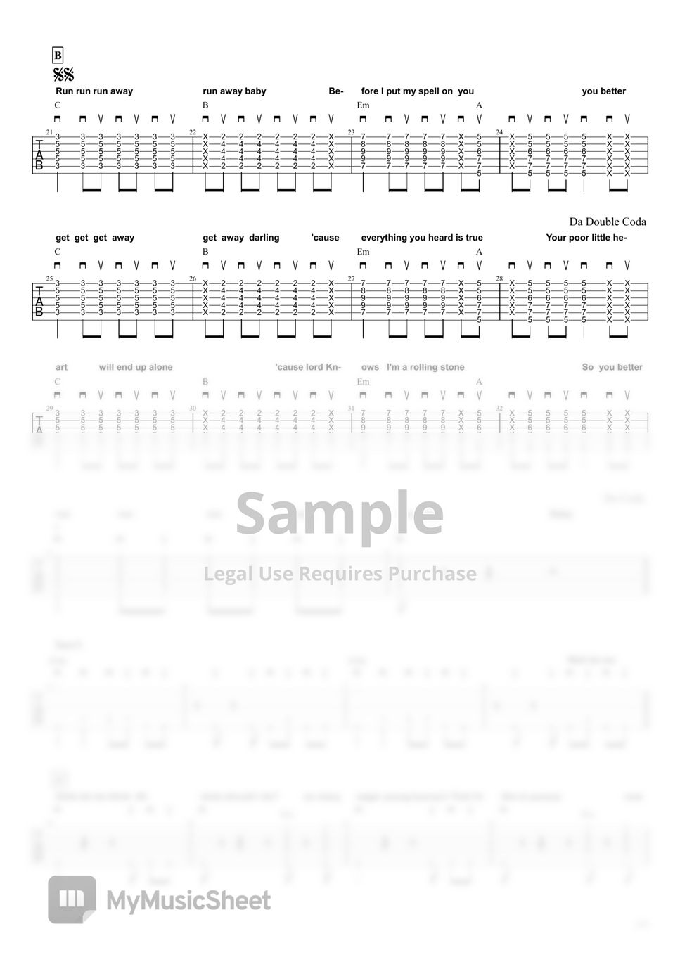 Bruno Mars Runaway Baby Sheet by 김쌤기타(Cravessam)