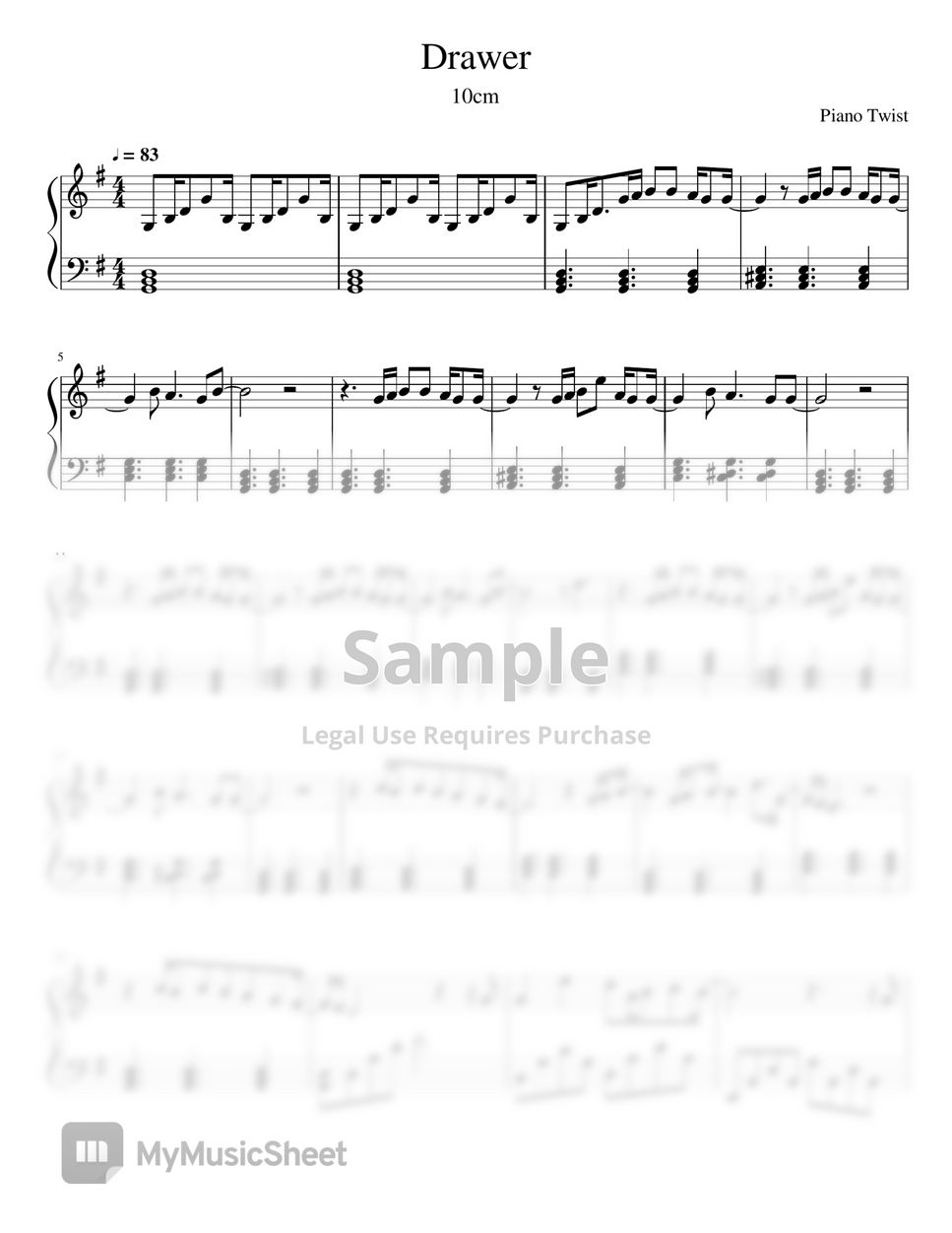 10cm Drawer (Our Beloved Summer OST Part.1) 악보 by Piano Twist