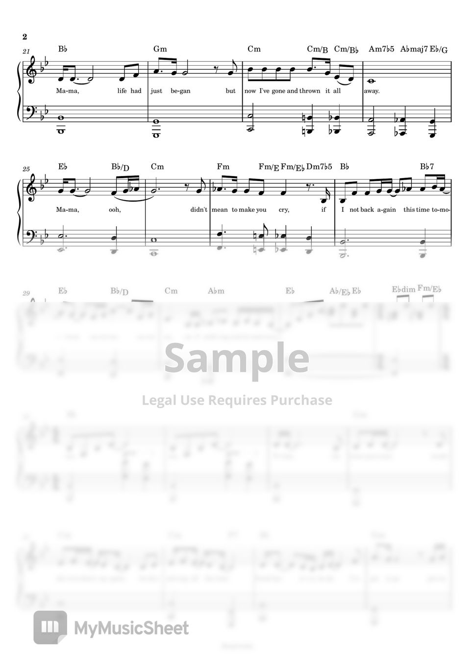 Queen - Bohemian Rhapsody (Piano) by Anacrusa