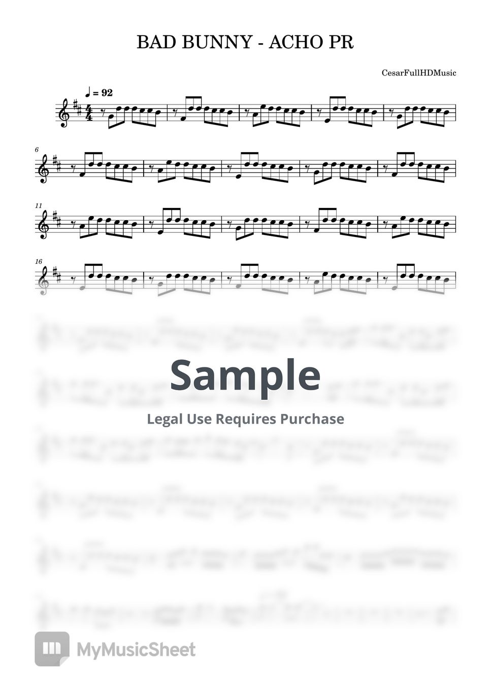 BAD BUNNY - ACHO PR Sheets