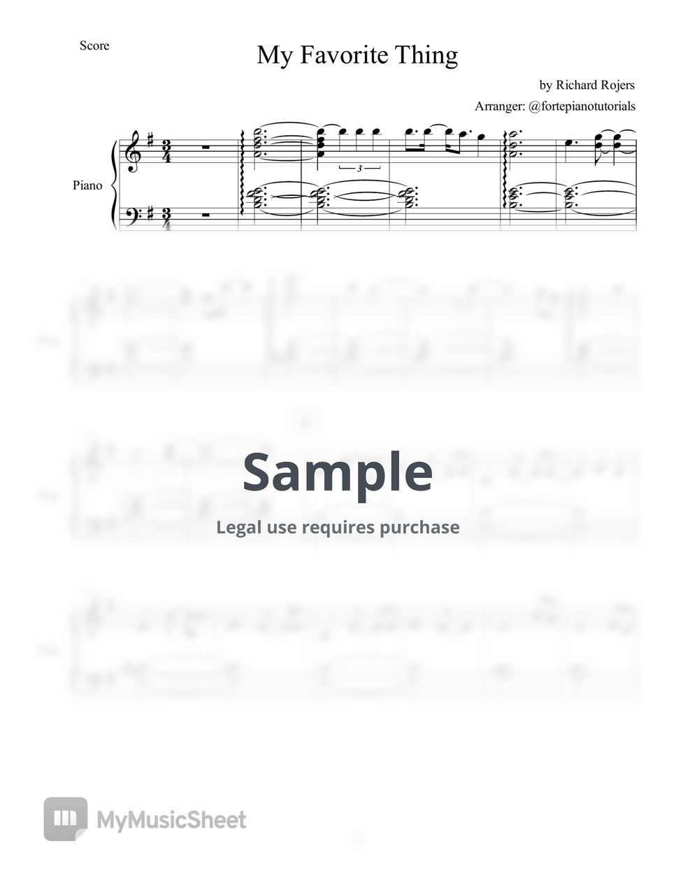 Richard rogers my favorite things piano new arrangement by