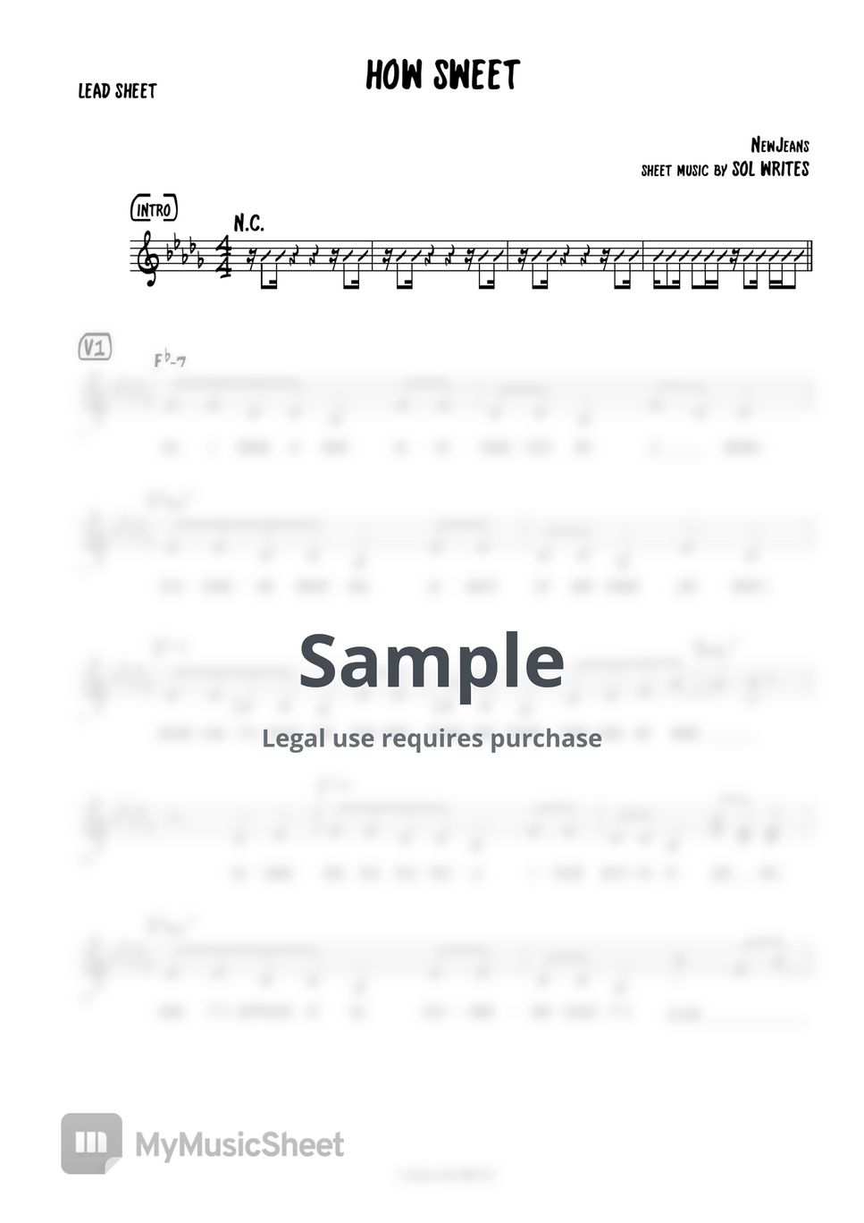 NewJeans - How Sweet (ENG Lead Sheet - Chords & Lyrics Rom.) 악보 by Sol ...