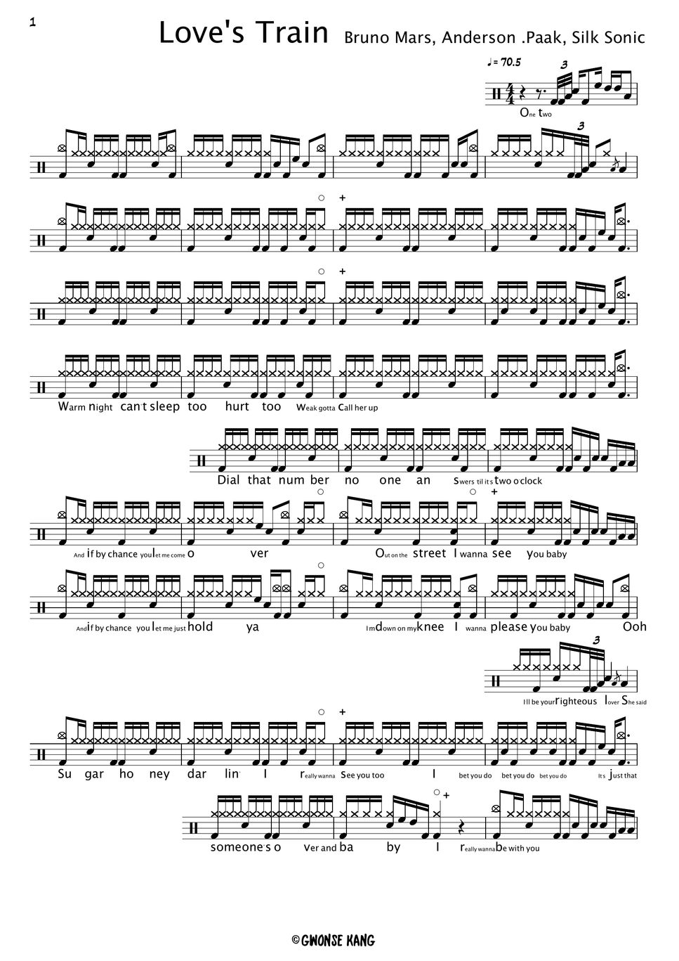 Bruno Mars, Anderson .Paak, Silk Sonic Love's Train Spartito by Gwon