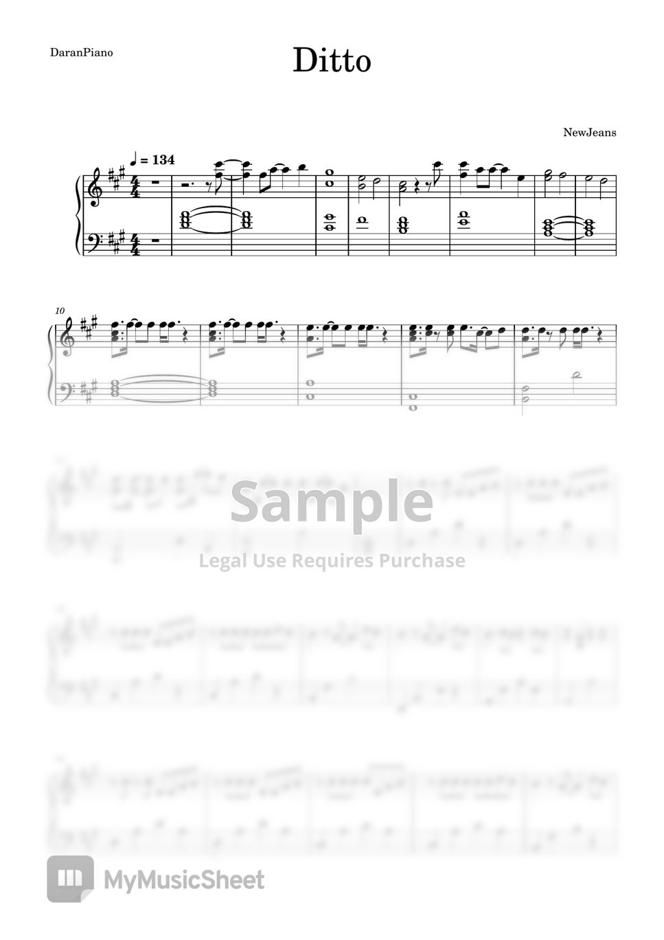 Newjeans Ditto Sheets by DaranPiano