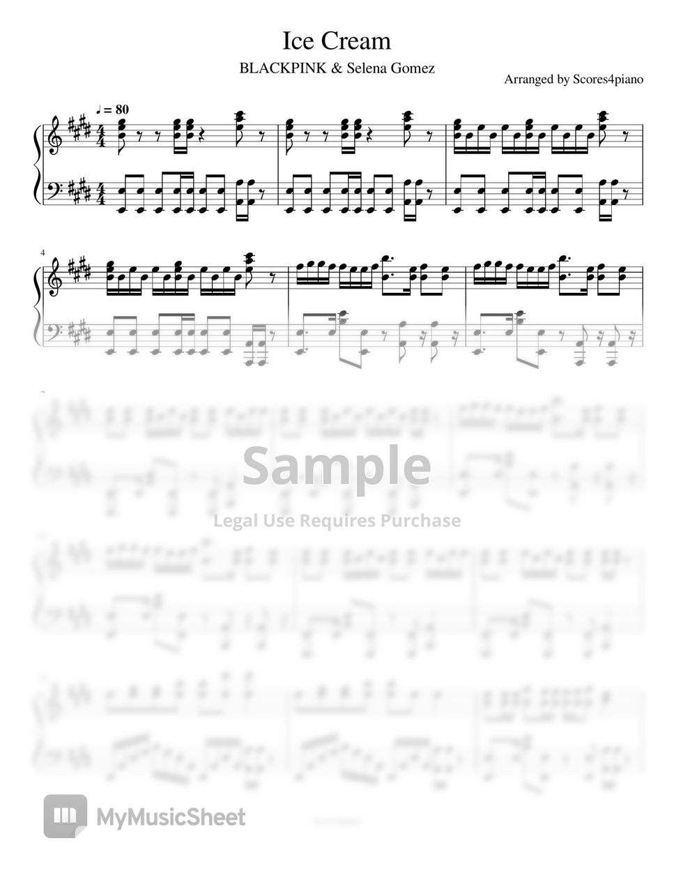 BLACKPINK & Selena Gomez Ice Cream Notenblatt by Scores4piano