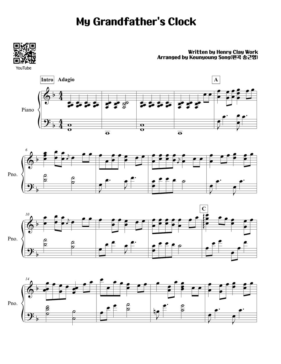 Henry Clay Work My Grandfather's Clock Sheets by Keunyoung Song