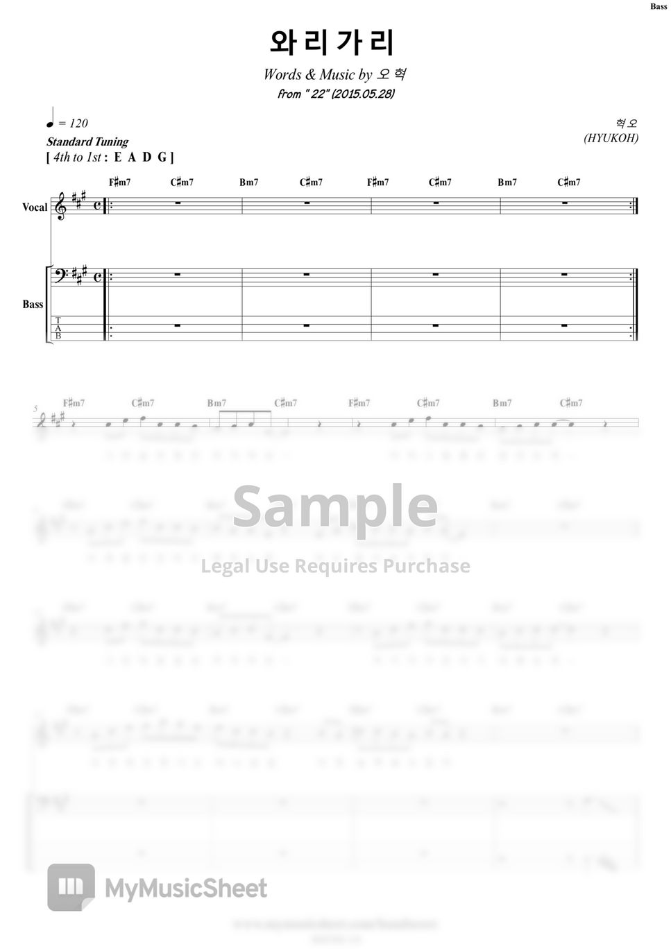 HYUKOH - Comes And Goes | Bass/Backing Track Sheets