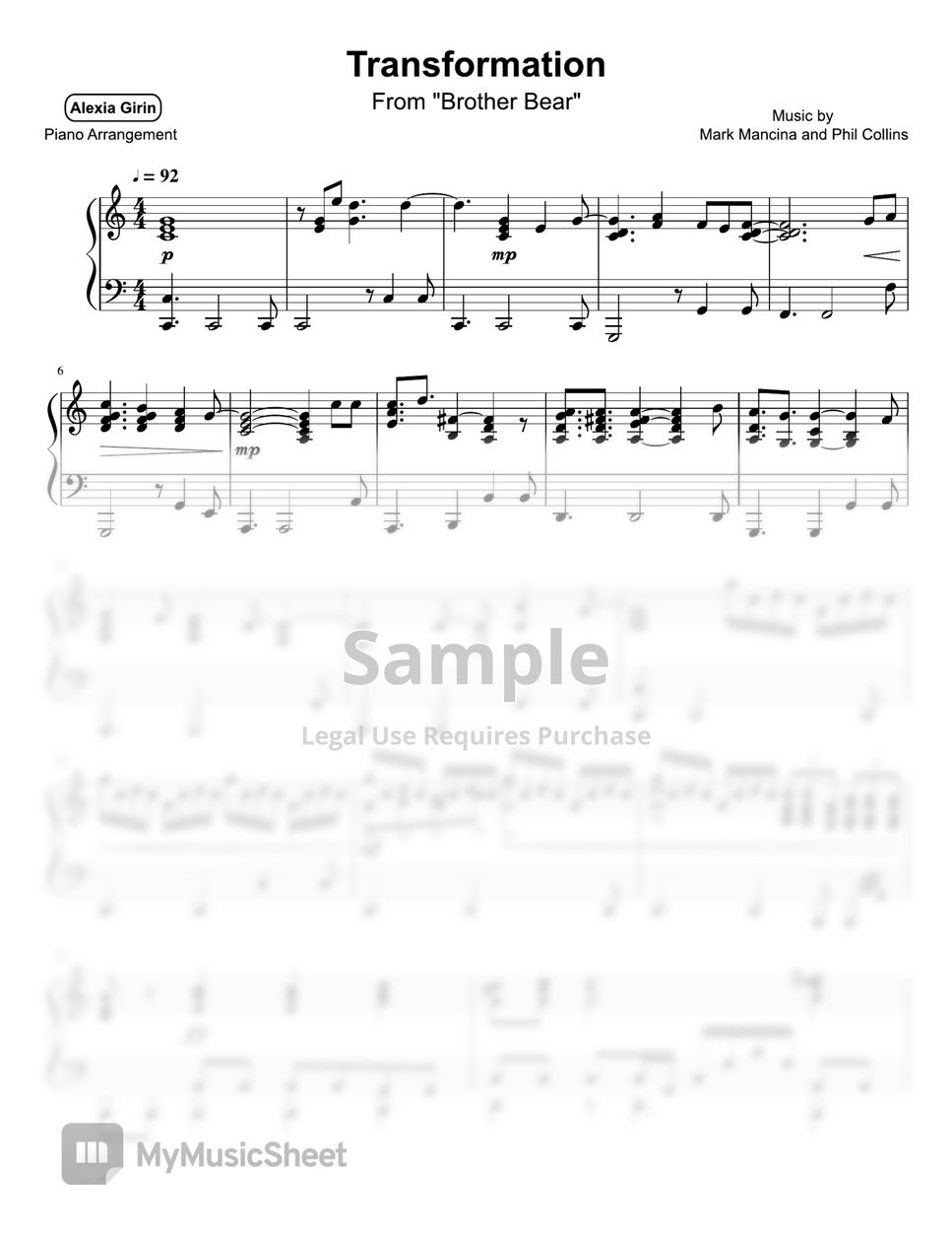 mark-mancina-and-phil-collins-brother-bear-transformation-sheets-by