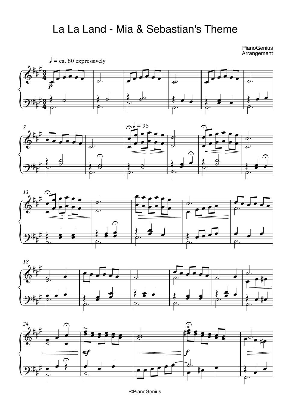 La La Land Mia & Sebastian's Theme Sheets by PianoGenius