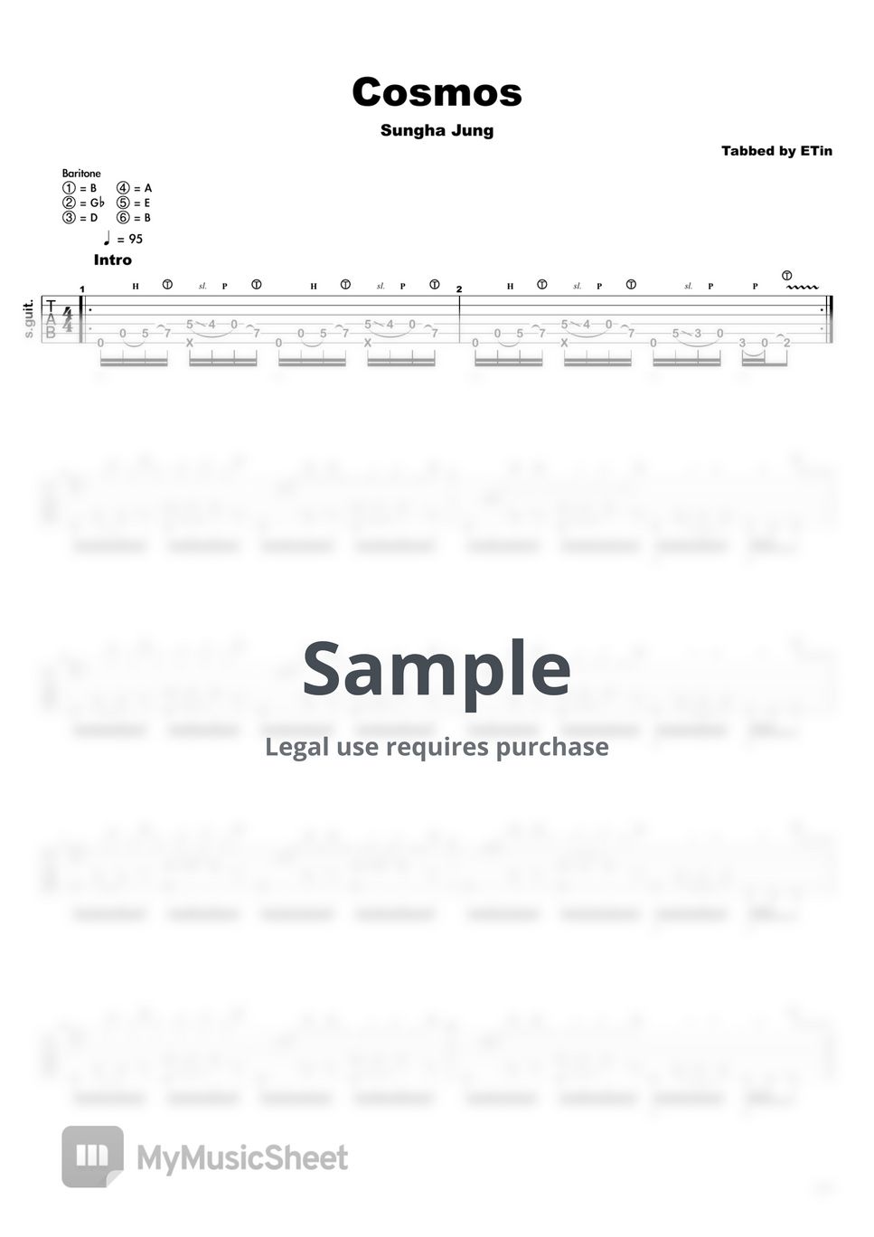 Sungha Jung - Cosmos Sheet Music by ETin, image size:967x1368