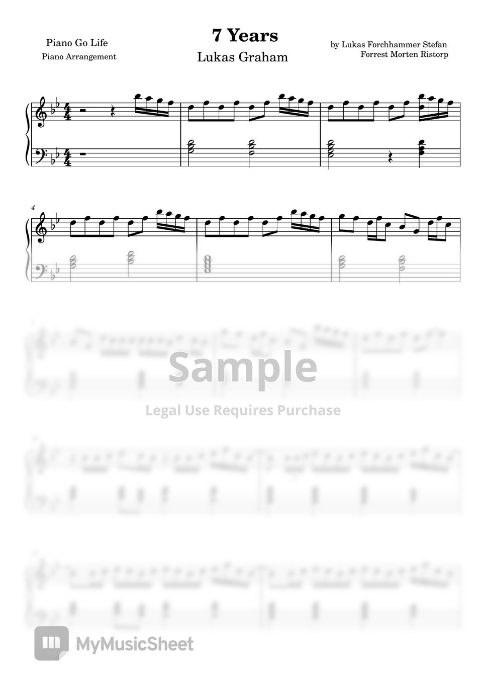 7 Years - Lukas Graham Sheet music for Piano (Solo)