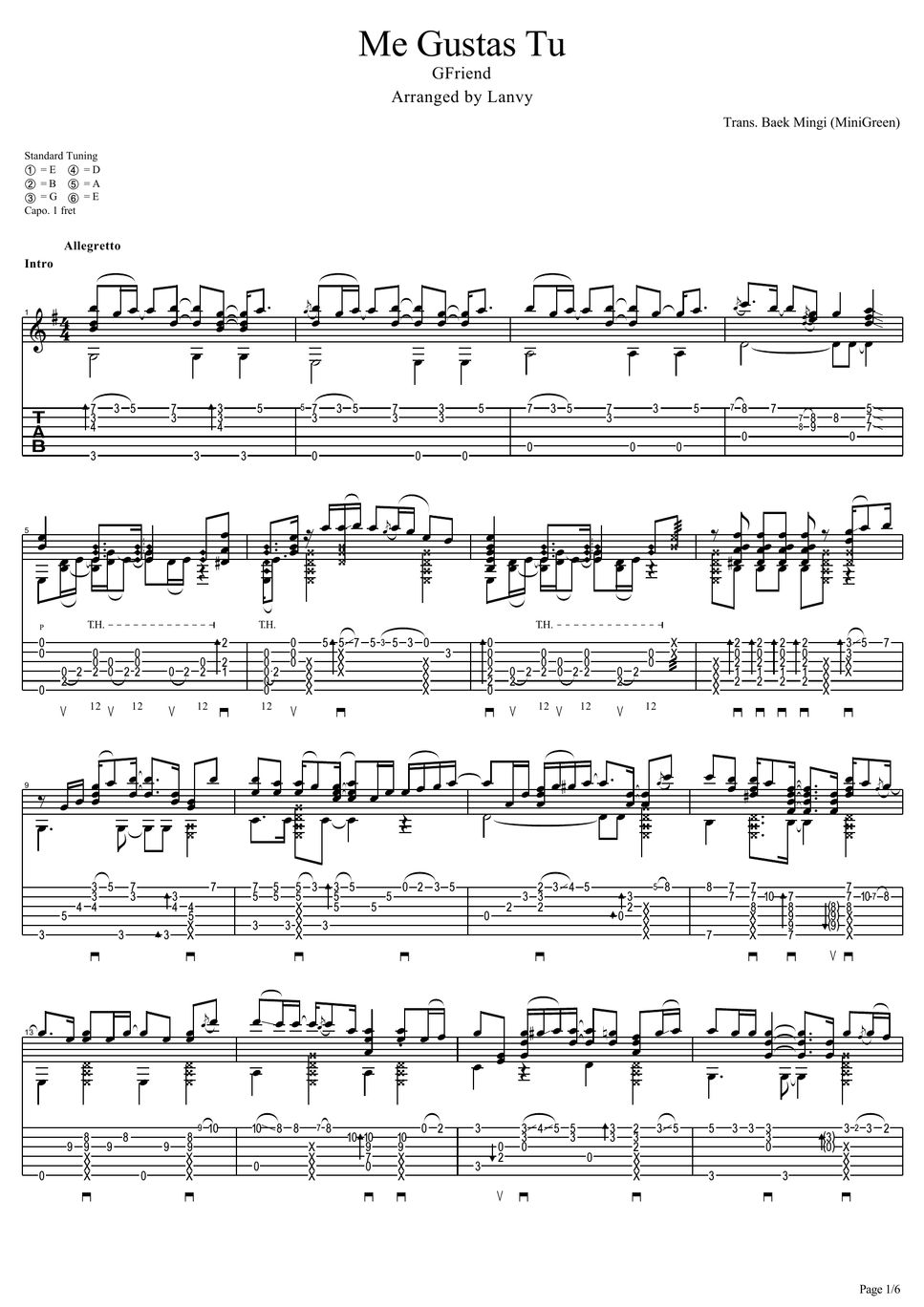 GFriend Me Gustas Tu TABs Spartito