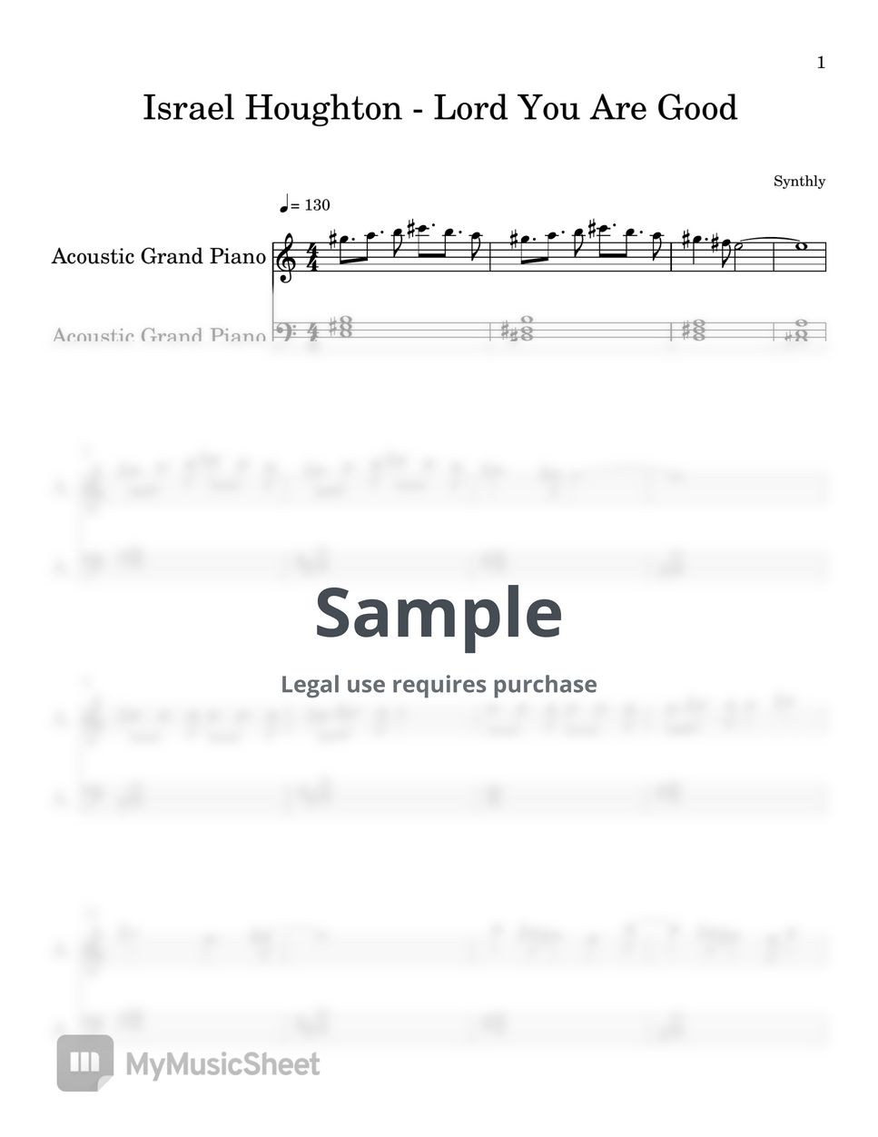 Israel Houghton - Lord You Are Good (EASY PIANO SHEET) by Synthly