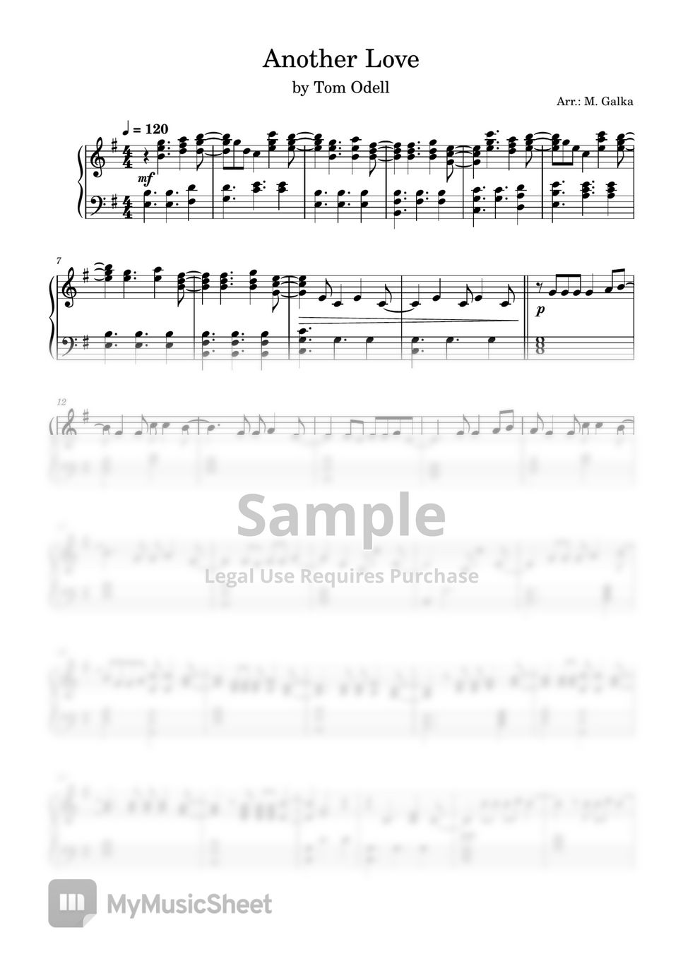 Another Love (Easy Level) (Tom Odell) - Violin Sheet Music