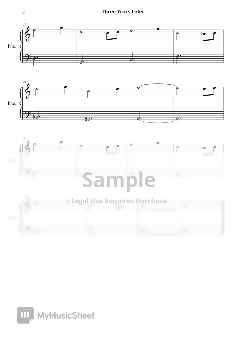 Three Thousand Years of Longing Three Years Later Sheets by Right Now Piano