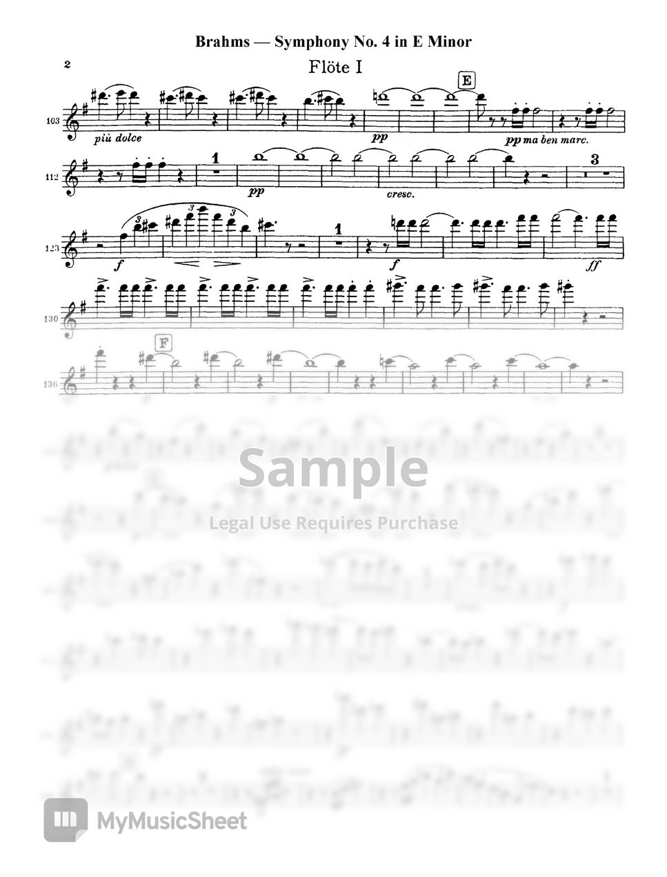 J. Brahms - Symphony No. 4 Sheets By Original Sheet