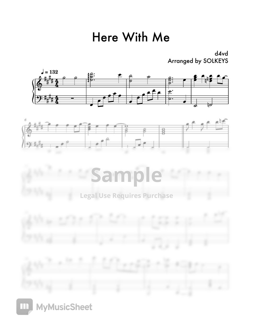 d4vd - Here With Me sheet music for piano download