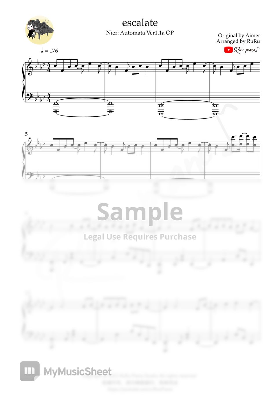 Nier: Automata Ver1.1a OP - escalate by Ru's Piano