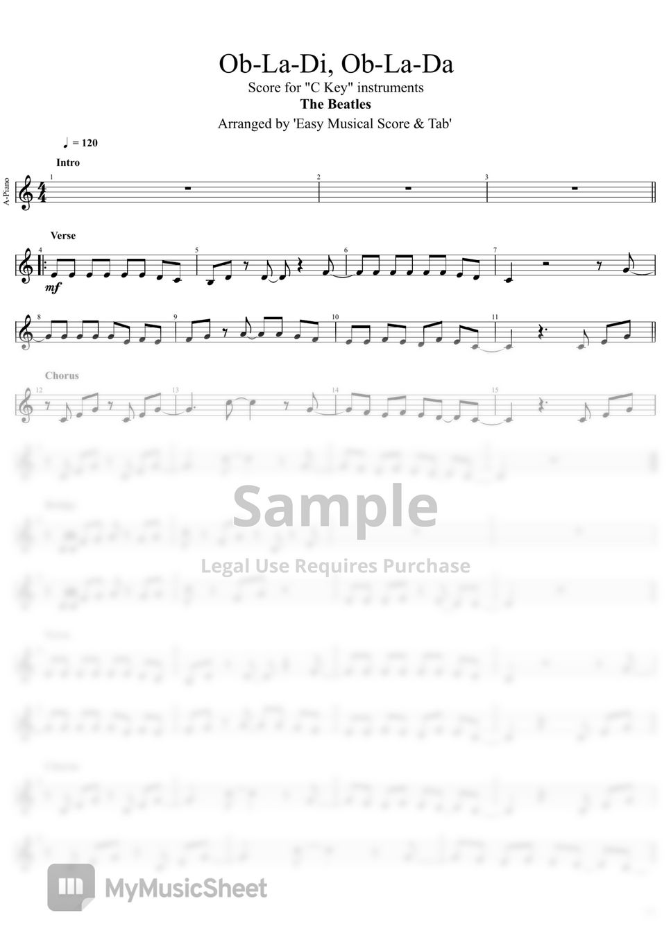 The Beatles - Ob-La-Di, Ob-La-Da (Score for "C Key" instruments) by EMST