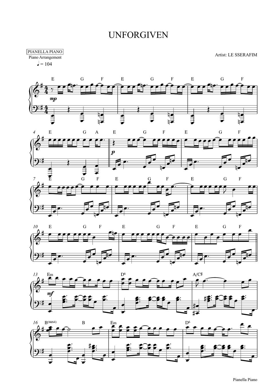 LE SSERAFIM (Piano Sheet) Sheets by Pianella Piano