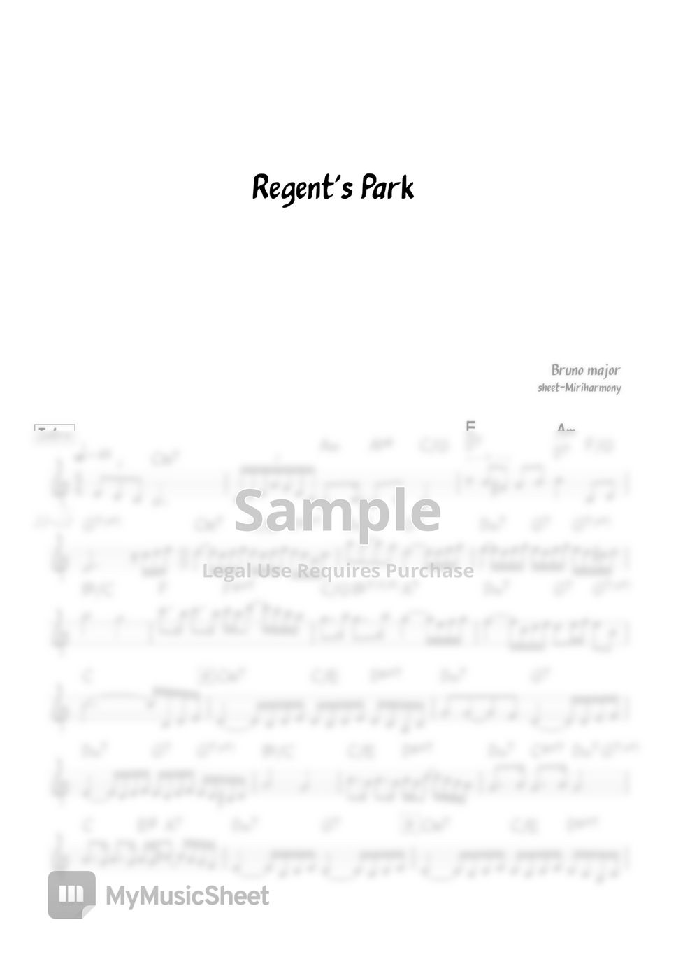 Bruno major - Regent's Park (C key , Db Key) by Miriharmony