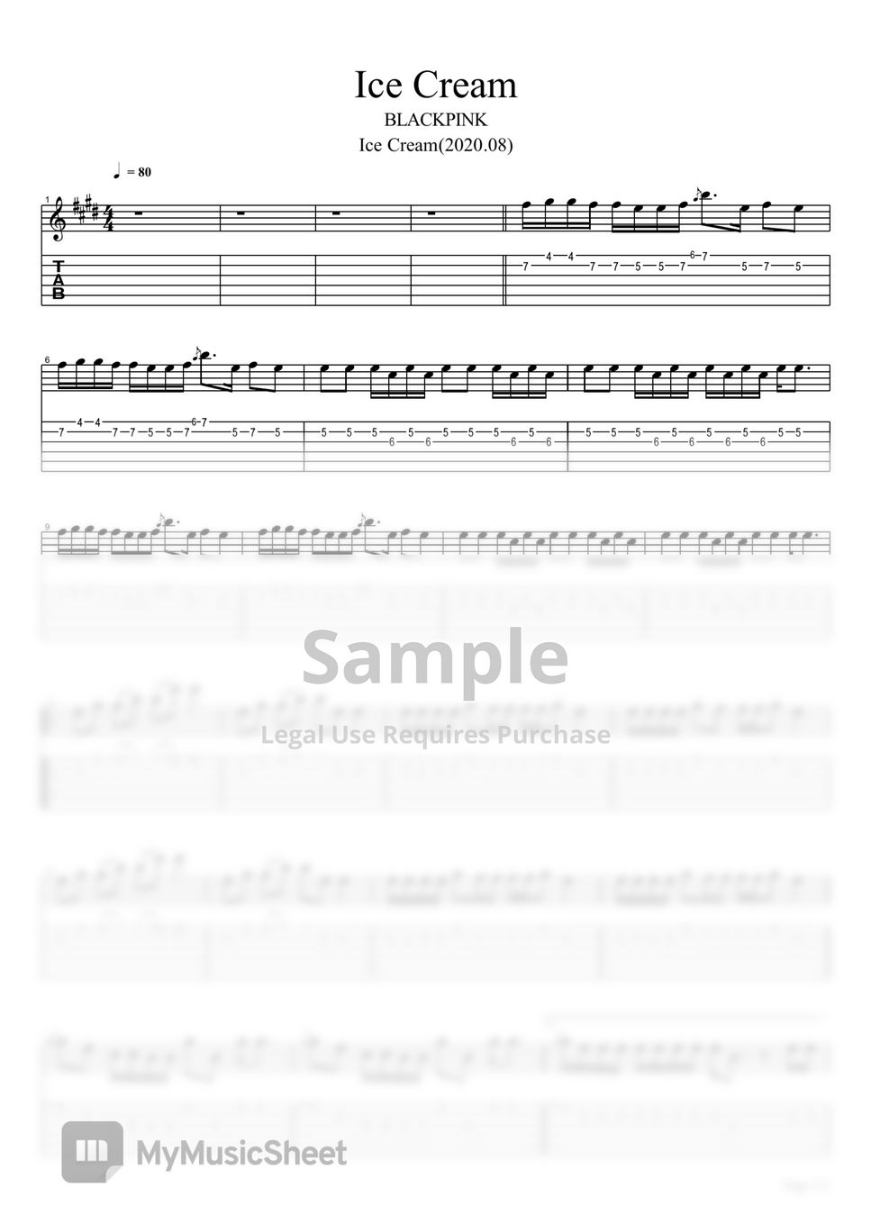 BLACKPINK Ice Cream acoustic guitar cover 악보 by FFGuitar