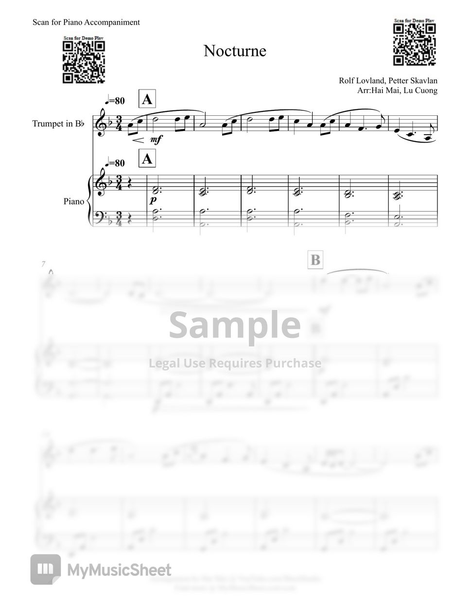 Secret Garden Nocturne for Trumpet in Bb 악보 by Hai Mai
