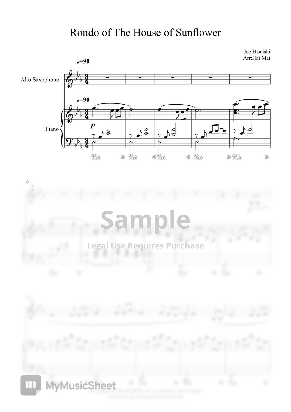 Joe Hisaishi Rondo of The House of Sunflowers for Alto Saxophone and