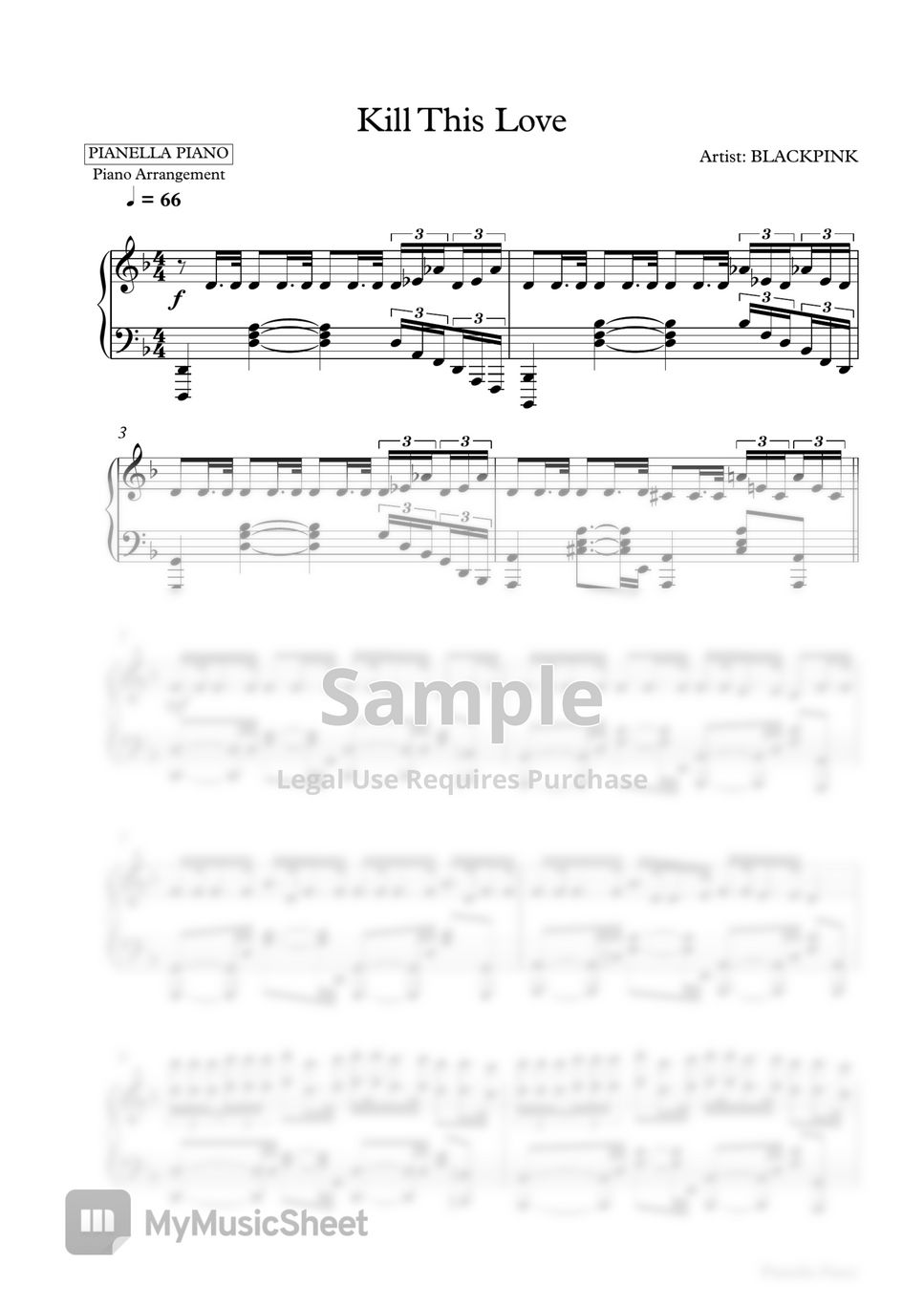 BLACKPINK - KILL THIS LOVE (Piano Sheet) by Pianella Piano