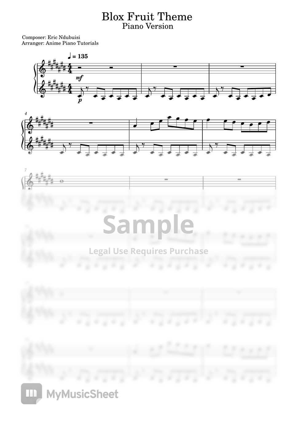 Among Drip Piano Sheet music for Piano (Solo) Easy