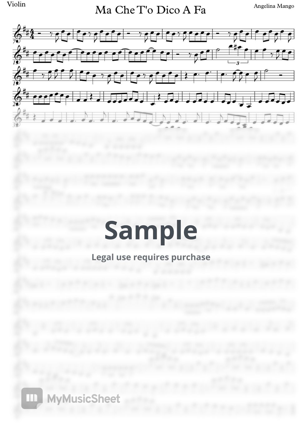 Angelina Mango Che T'O Dico Fà (Backing track included) Sheets by