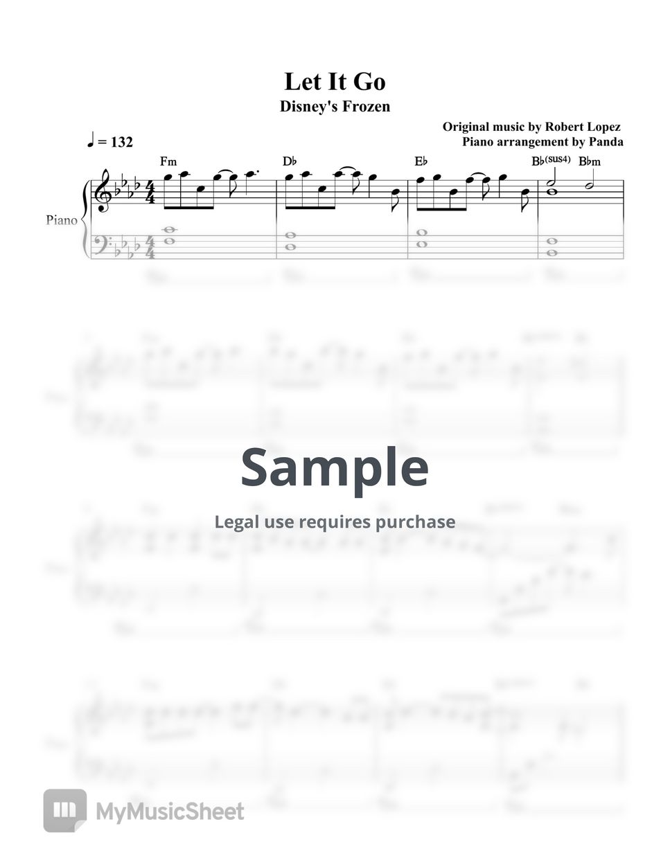 Robert Lopez - Let It Go For Piano by PandaArrangement