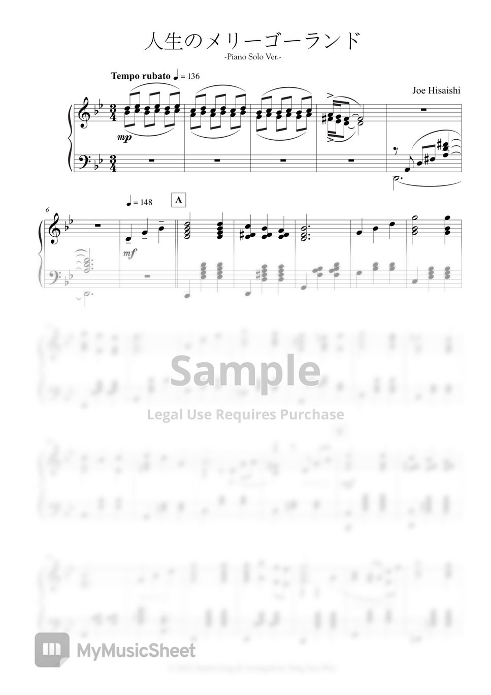 Joe Hisaishi - Merry-Go-Round of Life -Piano Solo Ver.- (Original Edition) by Yang Szu-Wei