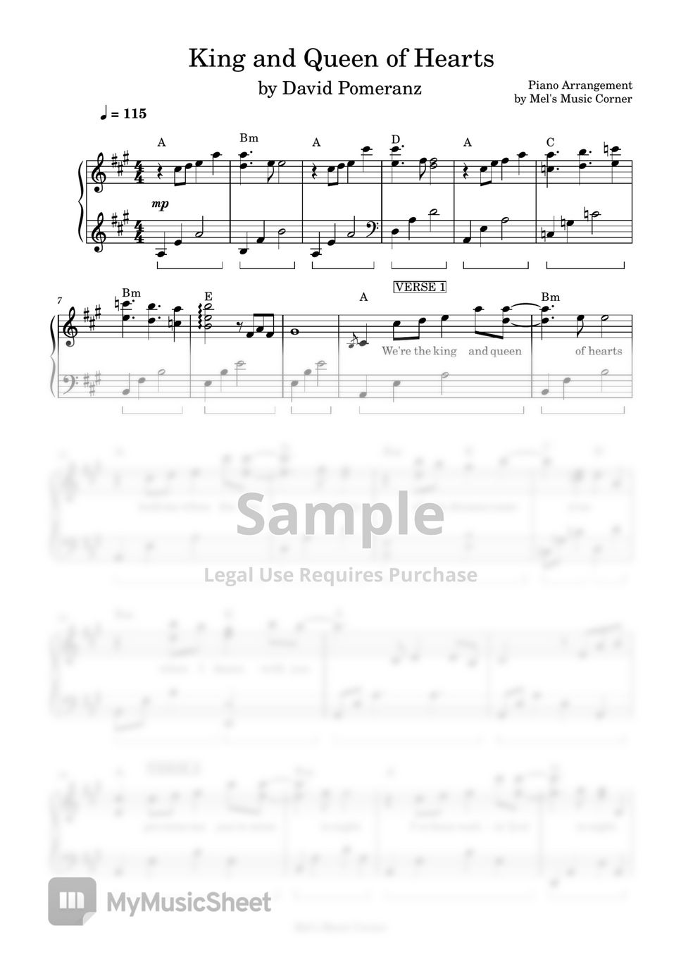 David Pomeranz King and Queen of Hearts (piano sheet music) Sheets by