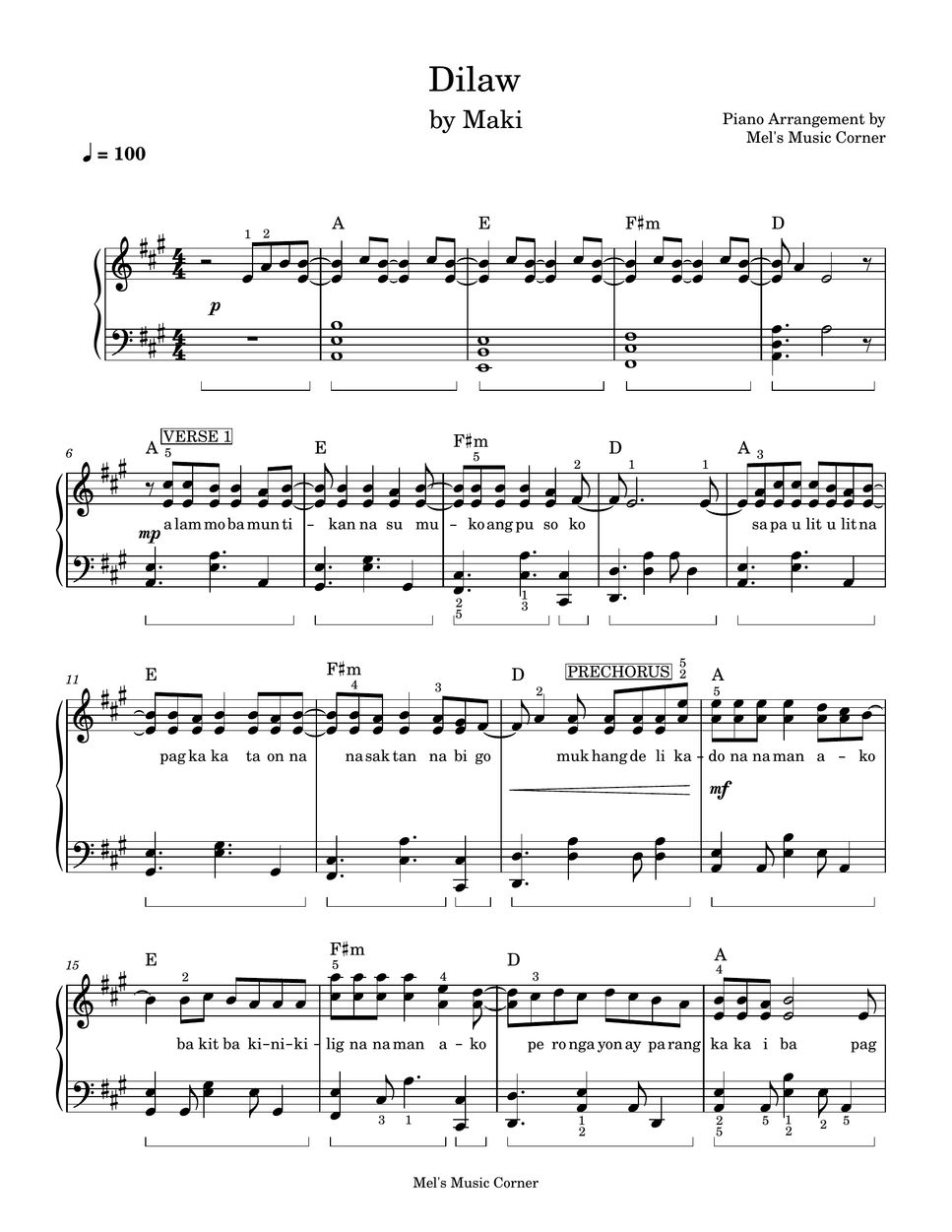 Maki Dilaw Piano Sheet Music Sheets By Mels Music Corner 