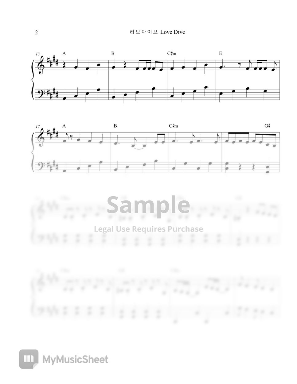 IVE (아이브) - Love Dive(러브다이브) (Easy piano Level 2 쉬운악보 레벨2) by Apiano에이피아노