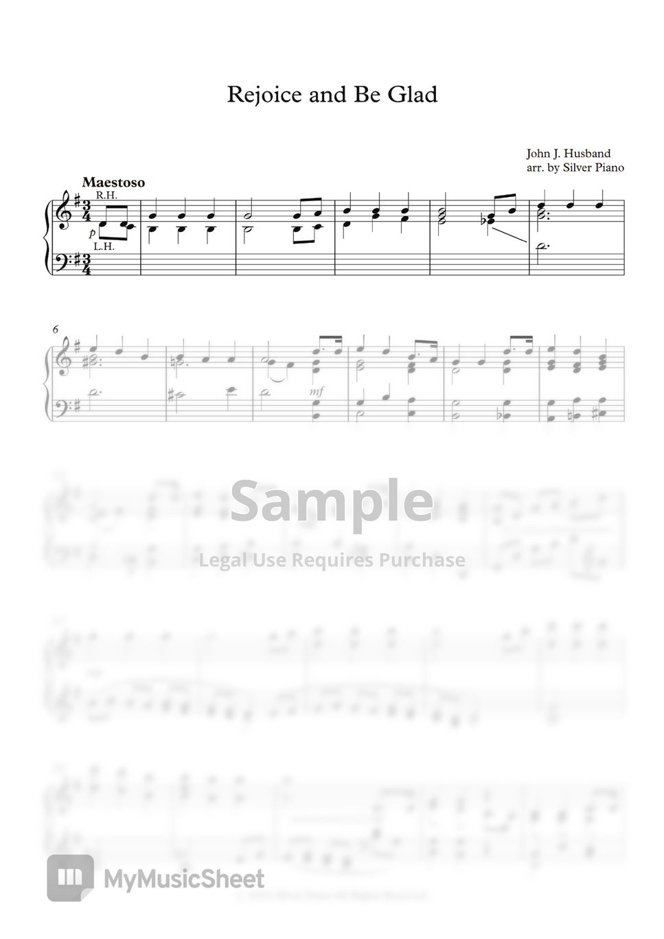 John J. Husband 기뻐 찬송하세 (Rejoice and Be Glad) (피아노 찬송가) 악보 by 은의 피아노