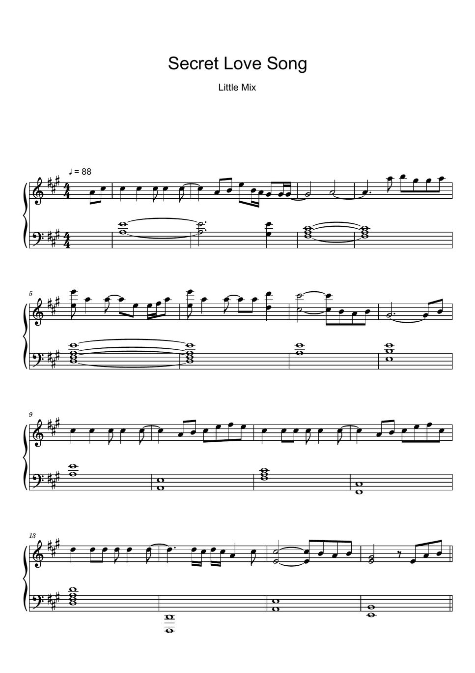 Little Mix Secret Love Song (Sheet Music, MIDI,) Sheets by Roxette