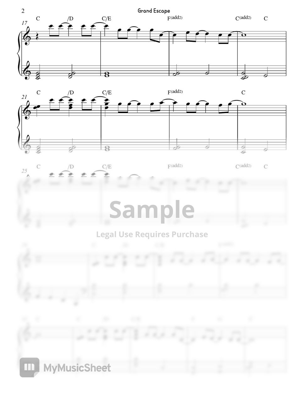 Weathering With You (날씨의 아이) OST - Grand Escape (グランドエスケープ) Easy Piano Sheet (Easy Transposition key) by. Gloria L.
