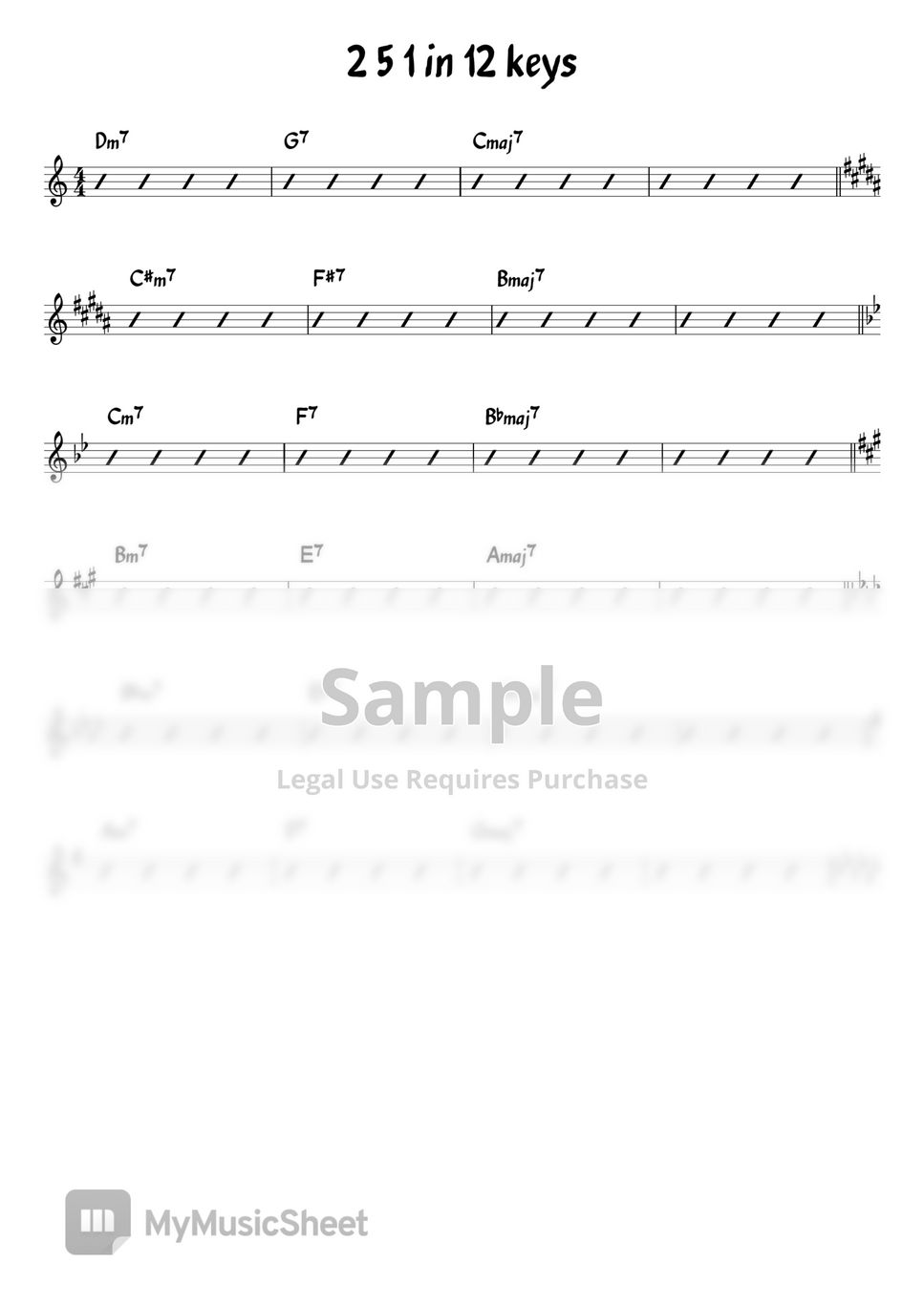 Improvisation Practice - 251 in all 12 keys (lead sheet) by ukulelewenwen