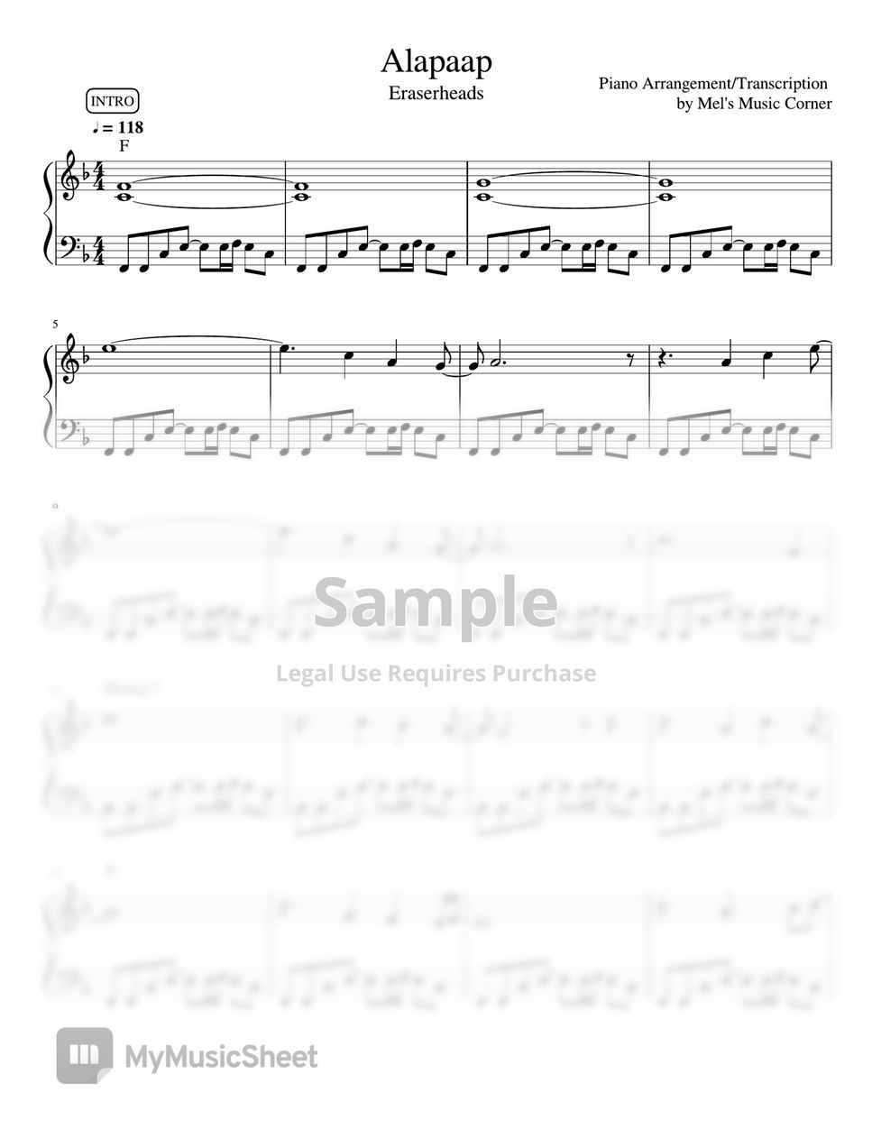 Eraserheads - Alapaap (piano sheet music) by Mel's Music Corner