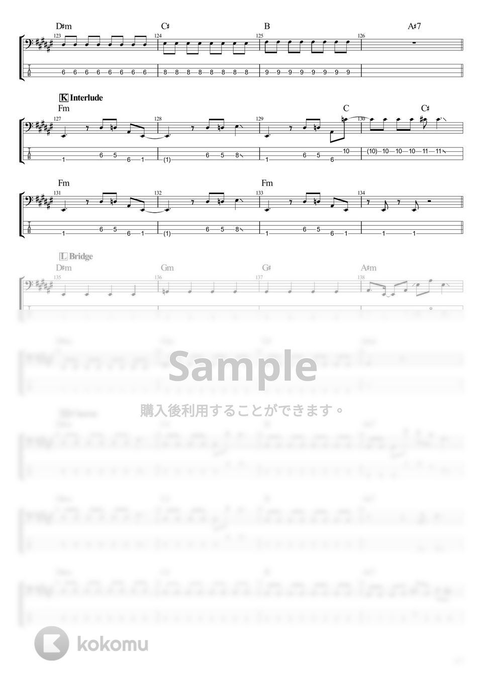 凛として時雨 - アレキシサイミアスペア (ベース Tab譜 4弦