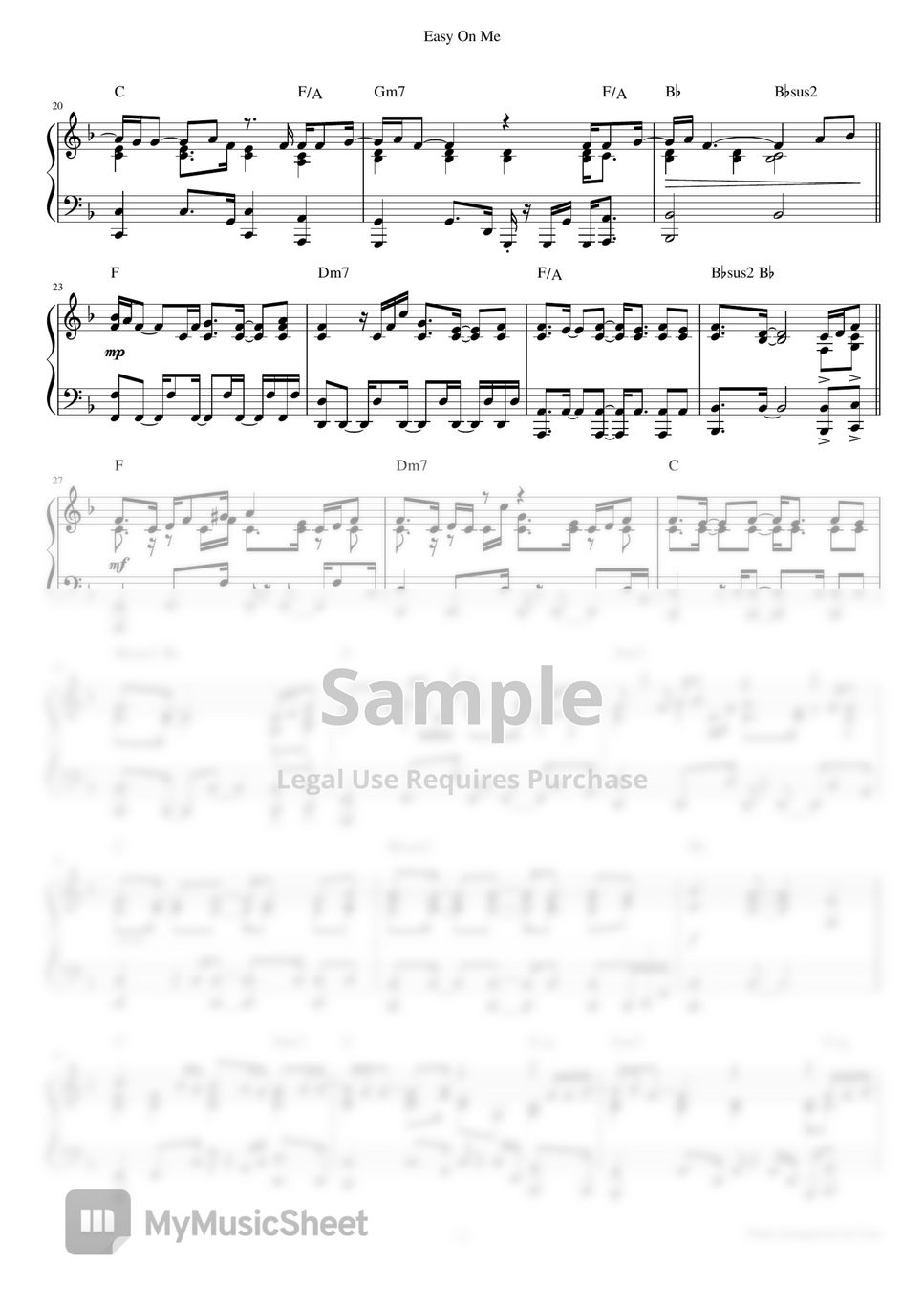 Adele Easy On Me (Piano Solo) Sheets by fons