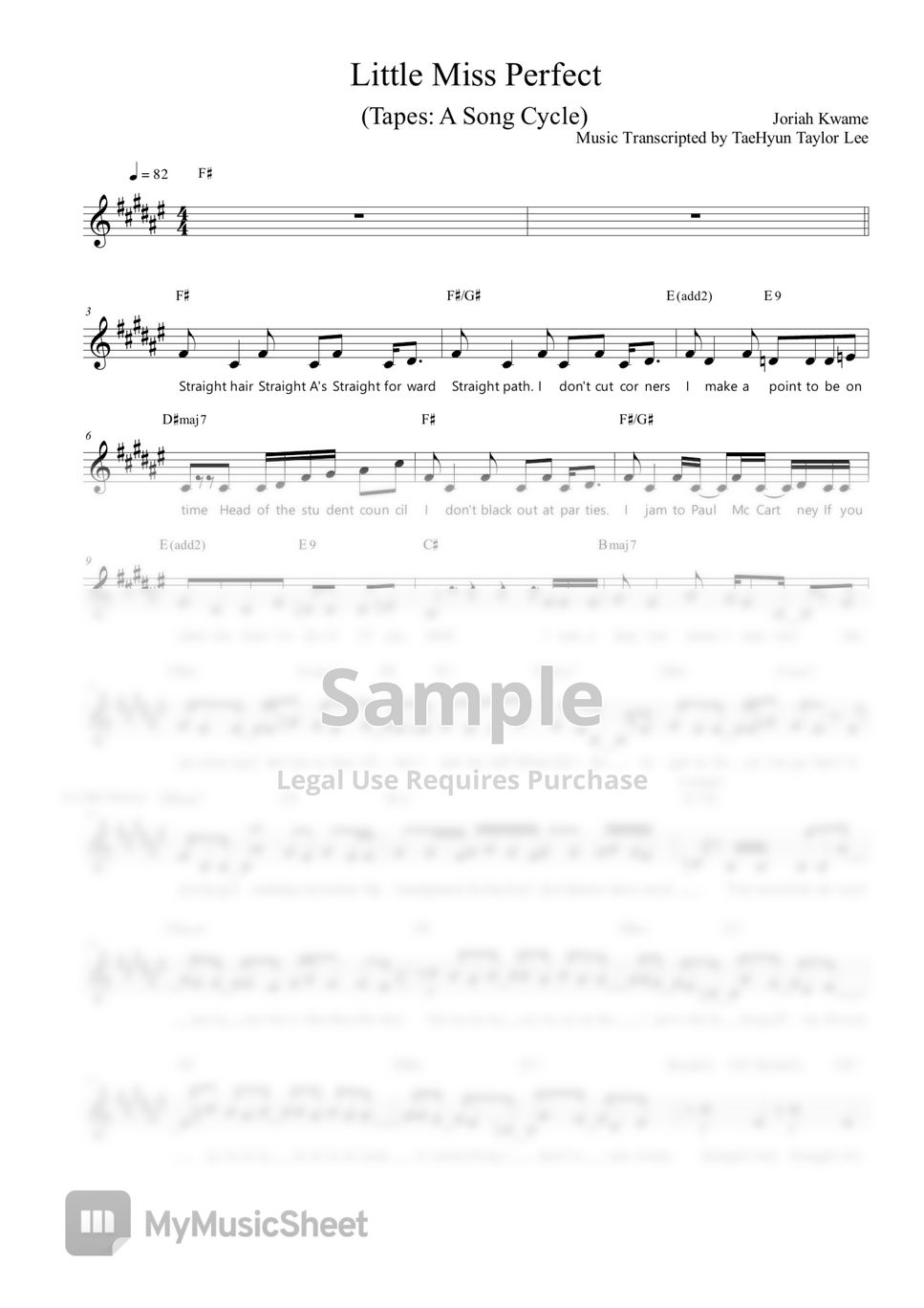 뮤지컬 Tapes A Song Cycle Miss Little Perfect Sheets by TaeHyun Taylor Lee