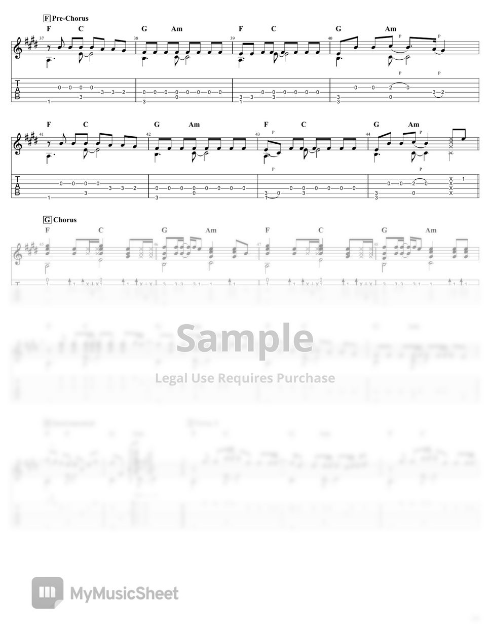 My Hero sheet music for guitar solo (easy tablature) (PDF)